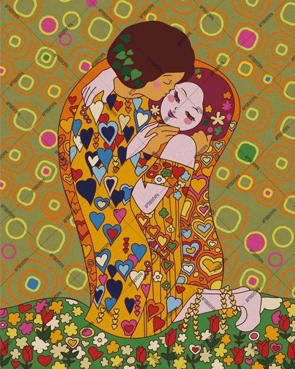Картина по номерам «Детский поцелуй» по мотивам Климта
