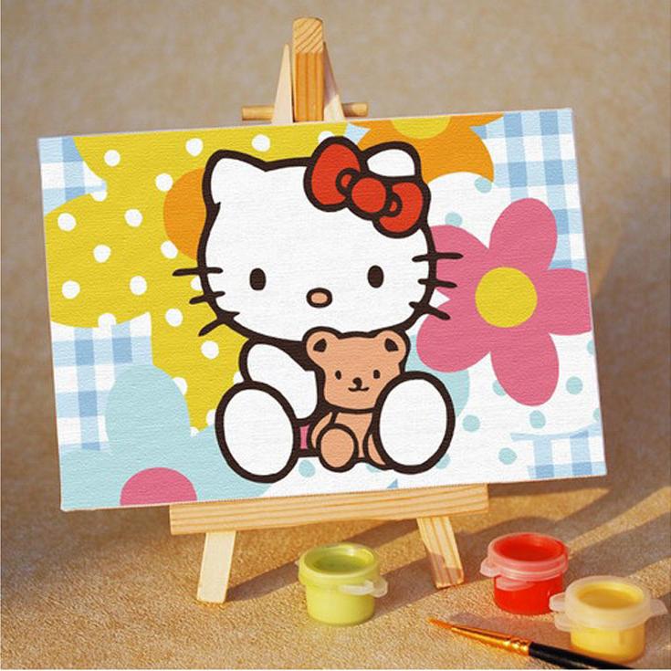 «Kitty с цветами» «Kitty с цветами»Цветной (Premium)<br><br><br>Артикул: MA010_Z<br>Основа: Картон<br>Сложность: очень легкие<br>Размер: 10x15 см<br>Количество цветов: 8<br>Техника рисования: Без смешивания красок