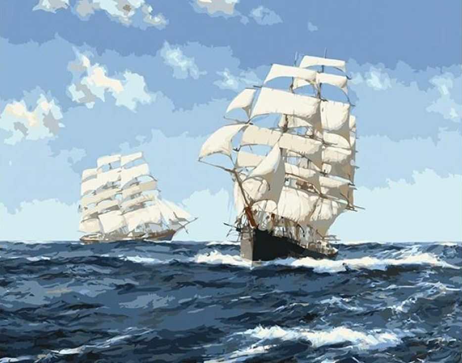 «Парусники в море» «Парусники в море»Раскраски по номерам Paintboy (Original)<br><br><br>Артикул: GX7472_R<br>Основа: Холст<br>Сложность: средние<br>Размер: 40x50 см<br>Количество цветов: 22<br>Техника рисования: Без смешивания красок