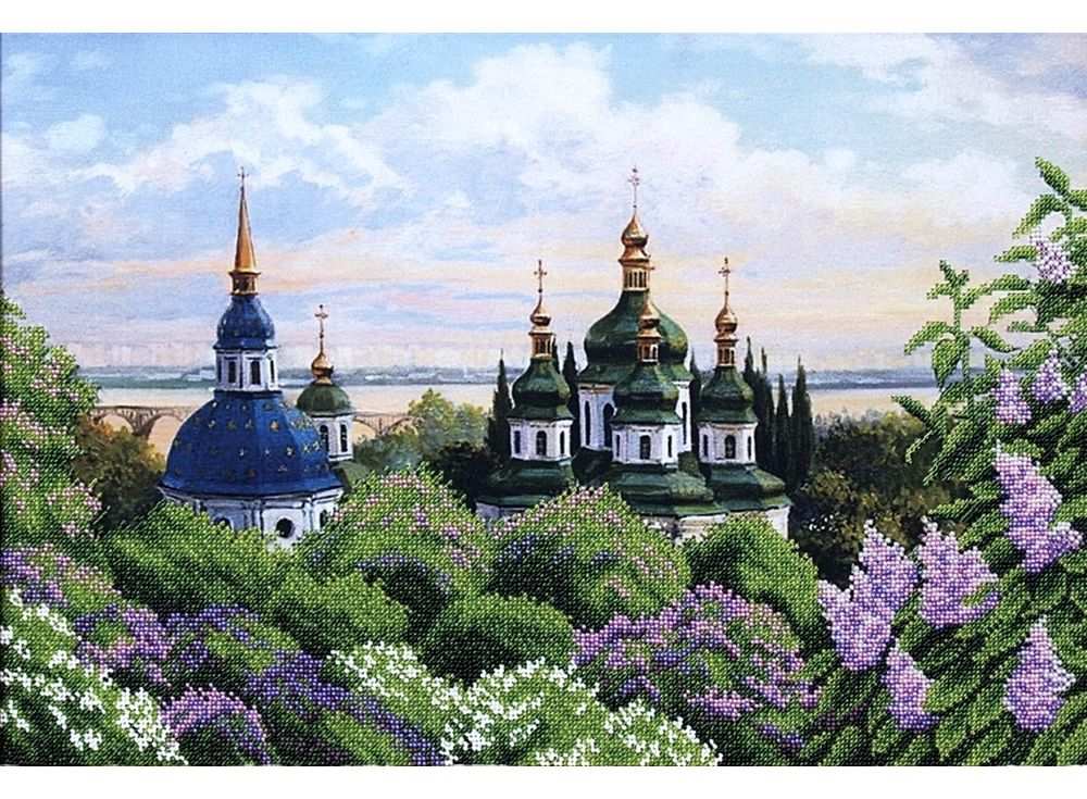 Набор вышивки бисером «Весенний собор» Набор вышивки бисером «Весенний собор»Вышивка бисером Магия канвы<br><br><br>Артикул: Б-091<br>Основа: ткань<br>Размер: 46х30,5 см<br>Техника вышивки: бисер<br>Тип схемы вышивки: Цветная схема<br>Заполнение: Частичное<br>Рисунок на канве: нанесён рисунок<br>Техника: Вышивка бисером