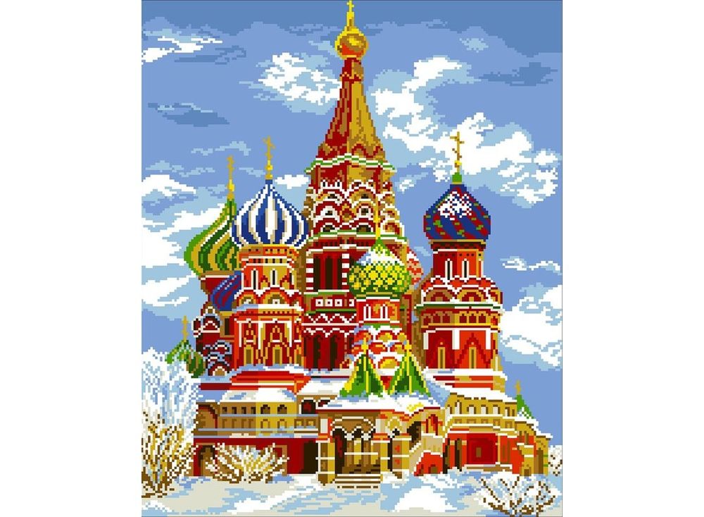 Набор для вышивания «Храм Василия Блаженного» Набор для вышивания «Храм Василия Блаженного»Color KIT<br><br><br>Артикул: 0011<br>Основа: канва (хлопок 100%)<br>Сложность: сложные<br>Размер: 34x43 см<br>Техника вышивки: счетный крест<br>Тип схемы вышивки: Цветная схема<br>Количество цветов: 31<br>Рисунок на канве: нанесена схема<br>Техника: Вышивка крестом