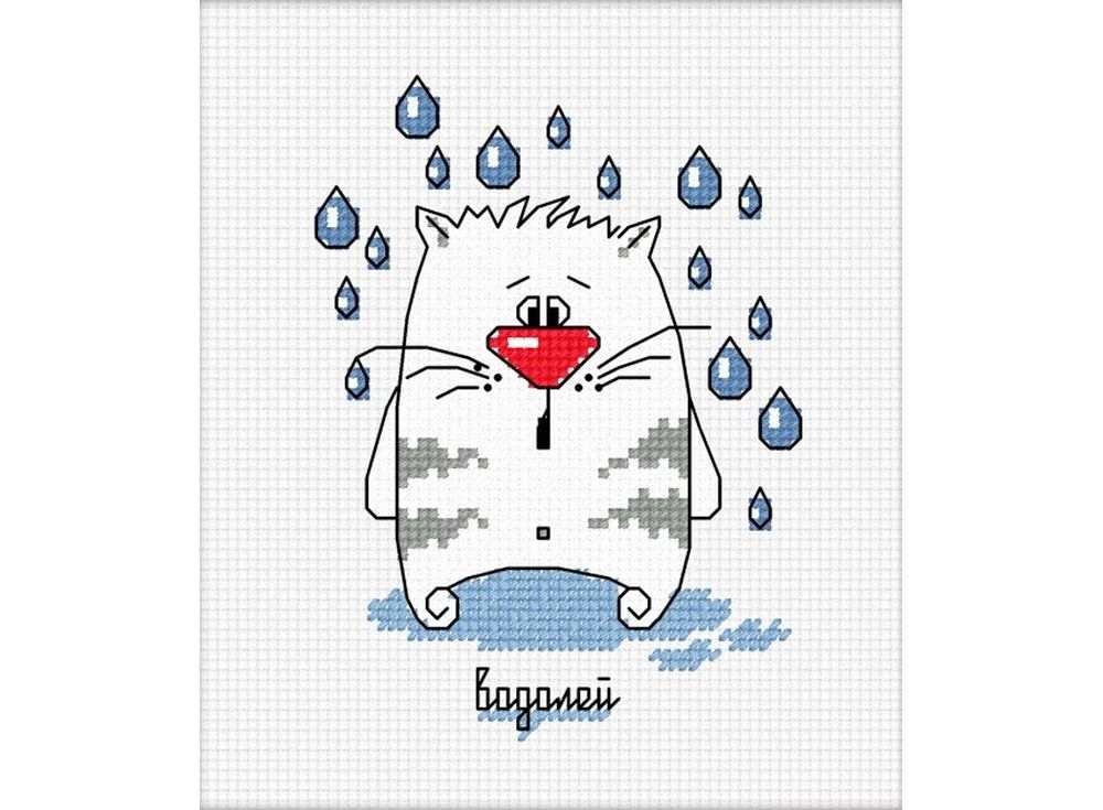 Набор для вышивания «Кошачий гороскоп. Водолей» Набор для вышивания «Кошачий гороскоп. Водолей»Вышивка крестом Овен<br><br><br>Артикул: 839<br>Основа: канва Aida 14<br>Размер: 9х12 см<br>Техника вышивки: счетный крест<br>Тип схемы вышивки: Цветная схема<br>Цвет канвы: Белый<br>Количество цветов: 5<br>Заполнение: Частичное<br>Рисунок на канве: не нанесён<br>Техника: Вышивка крестом