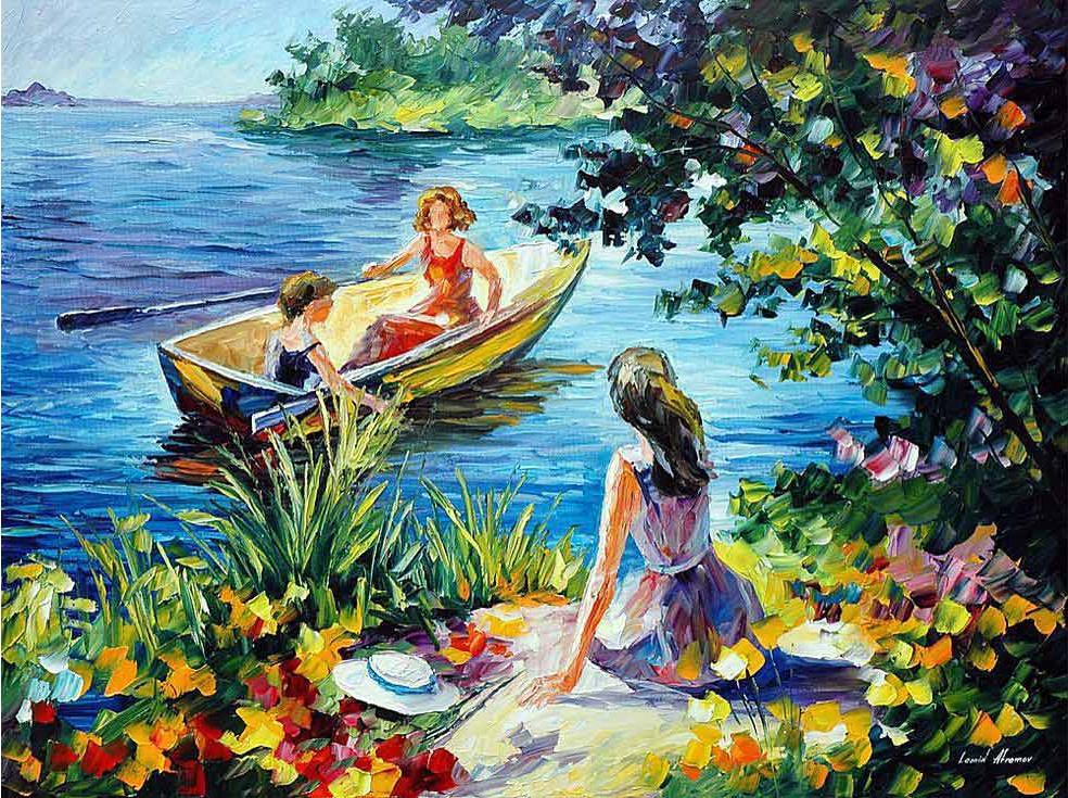 «На озере» Леонида Афремова «На озере» Леонида АфремоваPaintboy (Premium)<br><br><br>Артикул: GX4144<br>Основа: Холст<br>Сложность: сложные<br>Размер: 40x50 см<br>Количество цветов: 24<br>Техника рисования: Без смешивания красок
