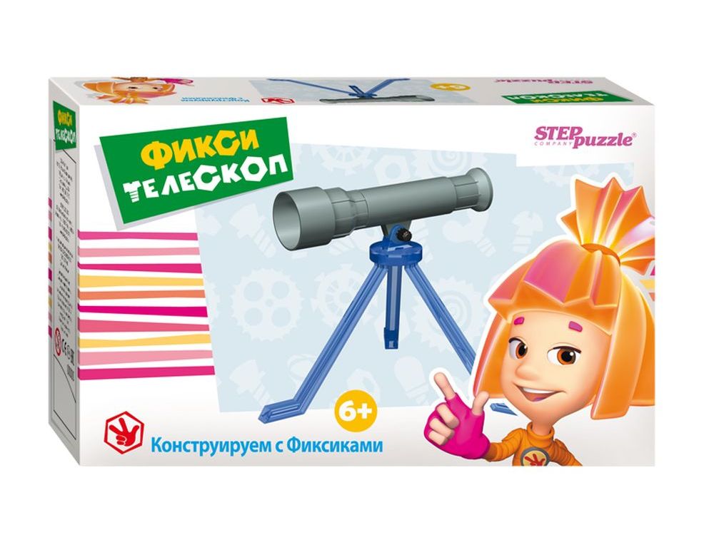 Развивающая игра «Фикси-телескоп» Развивающая игра «Фикси-телескоп»Наборы для опытов и экспериментов<br>Игра-конструктор «Фикси-телескоп»— увлекательная развивающая игра для детей.<br> С помощью этого набора ребенок получит представление об устройстве телескопа, самостоятельно соберет конструктор и сможет понаблюдать за Луной и другими космическими объектами...<br><br>Артикул: 76163<br>Размер упаковки: 16x12,5x6 см<br>Возраст: от 6 лет<br>Количество игроков: 1+<br>Аудитория: Детские