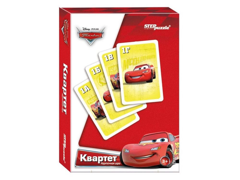 Настольная игра «Тачки. Квартет» Настольная игра «Тачки. Квартет»Настольные развивающие игры<br>Настольная игра Тачки. Квартет (Disney) – для победы соберите наибольшее количество квартетов, обмениваясь картами с другими игроками.<br> <br> Что полезного в игре?<br> Игра способствует развитию внимания, памяти, когнитивных навыков.<br><br> Как играть?<br> Цель иг...<br><br>Артикул: 76217<br>Размер упаковки: 9,5x6x1,5 см<br>Возраст: от 3 лет<br>Время игры: 10-30 мин.<br>Количество игроков: 3+<br>Аудитория: Детские