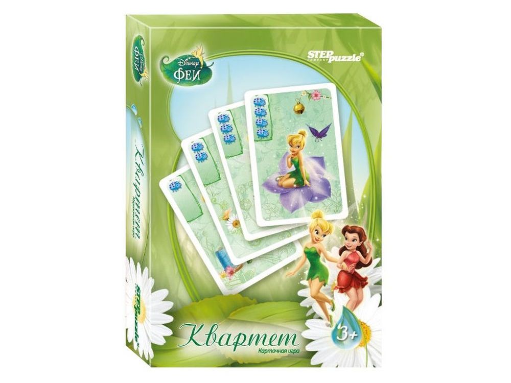 Настольная игра «Феи. Квартет» Настольная игра «Феи. Квартет»Настольные развивающие игры<br>Настольная игра Феи. Квартет (Disney) – для победы соберите наибольшее количество квартетов, обмениваясь картами с другими игроками.<br> <br> Что полезного в игре?<br> Игра способствует развитию внимания, памяти, когнитивных навыков.<br><br> Как играть?<br> Цель иг...<br><br>Артикул: 76218<br>Размер упаковки: 9,5x6x1,5 см<br>Возраст: от 3 лет<br>Время игры: 10-30 мин.<br>Количество игроков: 3+<br>Аудитория: Детские