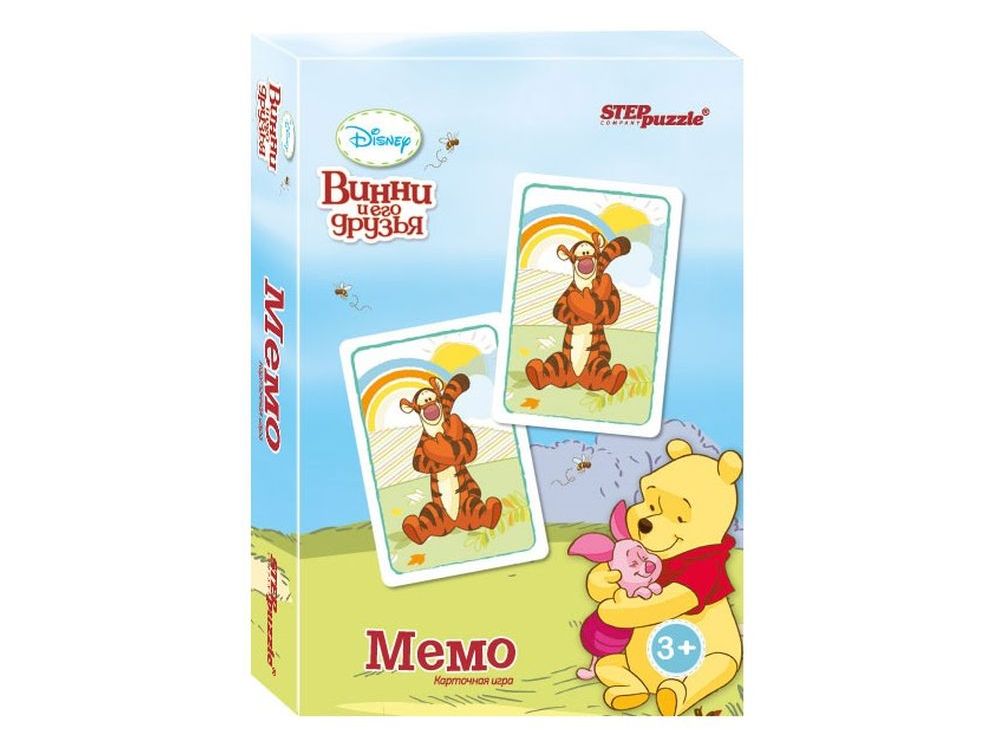 Настольная игра «Медвежонок Винни. Мемо» Настольная игра «Медвежонок Винни. Мемо»Настольные развивающие игры<br>Настольная игра Медвежонок Винни. Мемо (Disney) – разложите карты на стол картинками вниз. Открывая по две карты, соберите как можно больше пар персонажей из любимого мультфильма.<br> <br> Что полезного в игре?<br> Игра способствует развитию внимания, памяти...<br><br>Артикул: 76220<br>Размер упаковки: 9,5x6x1,5 см<br>Возраст: от 3 лет<br>Время игры: 10-30 мин.<br>Количество игроков: 2+<br>Аудитория: Детские
