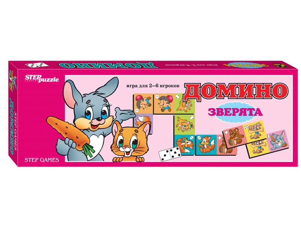 Домино «Зверята» Домино «Зверята»Настольные классические игры<br>Играем вместе! Домино - классическая игра, ведущая свою историю от начала 12 века. Развивает внимание, наблюдательность, логическое мышление.<br> Увлекательная настольная игра для двух и более человек. На косточках домино изображены забавные зверюшки. Предн...<br><br>Артикул: 80004<br>Размер упаковки: 36x12,5x35 см<br>Возраст: от 3 лет<br>Время игры: 10-30 мин.<br>Количество игроков: 2+<br>Аудитория: Детские