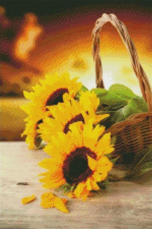 Стразы «Подсолнухи» Стразы «Подсолнухи»Цветной<br><br><br>Артикул: A615<br>Основа: Холст на подрамнике<br>Сложность: сложные<br>Размер: 40x50 см<br>Выкладка: Полная<br>Количество цветов: 20-35<br>Тип страз: Круглые непрозрачные (акриловые)
