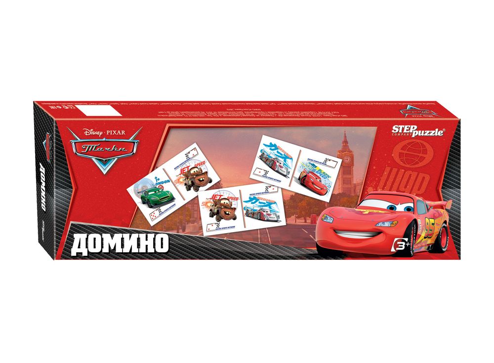 Домино «Тачки» Домино «Тачки»Настольные классические игры<br>Домино - классическая игра, ведущая свою историю от начала 12 века. Развивает внимание, наблюдательность, логическое мышление.<br><br>Артикул: 80107<br>Размер упаковки: 36x12,5x35 см<br>Возраст: от 3 лет<br>Время игры: 10-30 мин.<br>Количество игроков: 2+<br>Аудитория: Детские