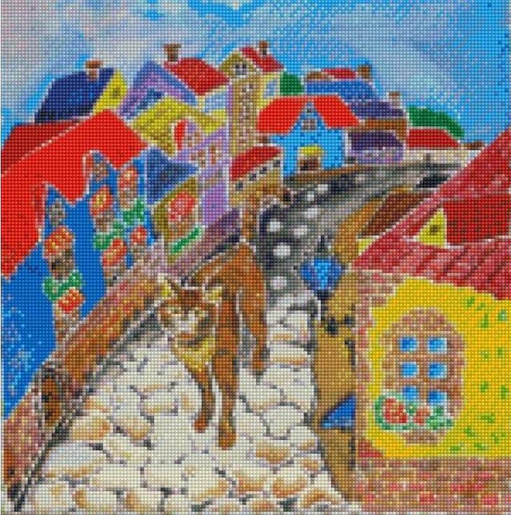 Стразы «Кошка, которая гуляет сама по себе» Стразы «Кошка, которая гуляет сама по себе»Цветной<br><br><br>Артикул: CCH-002<br>Основа: Холст на подрамнике<br>Сложность: сложные<br>Размер: 20x30 см<br>Выкладка: Полная<br>Количество цветов: 20-35<br>Тип страз: Круглые непрозрачные (акриловые)