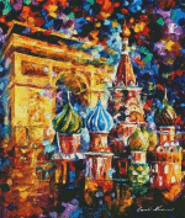 Стразы «Из Парижа в Москву» Леонида Афремова Стразы «Из Парижа в Москву» Леонида АфремоваЦветной<br><br><br>Артикул: CEP-015<br>Основа: Холст на подрамнике<br>Сложность: сложные<br>Размер: 30x40 см<br>Выкладка: Полная<br>Количество цветов: 20-35<br>Тип страз: Круглые непрозрачные (акриловые)
