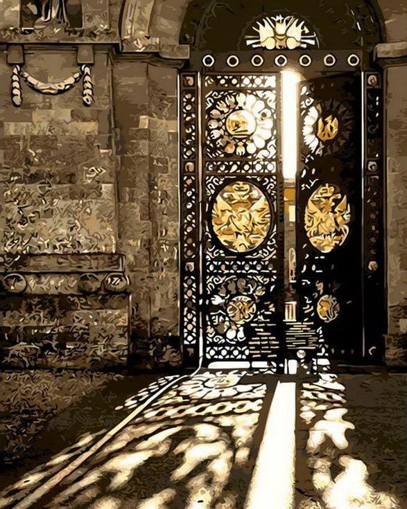 Картина по номерам «Старинные ворота» Картина по номерам «Старинные ворота»Menglei (Premium)<br><br><br>Артикул: MG-8210<br>Основа: Холст<br>Сложность: средние<br>Размер: 40x50 см<br>Количество цветов: 19<br>Техника рисования: Без смешивания красок