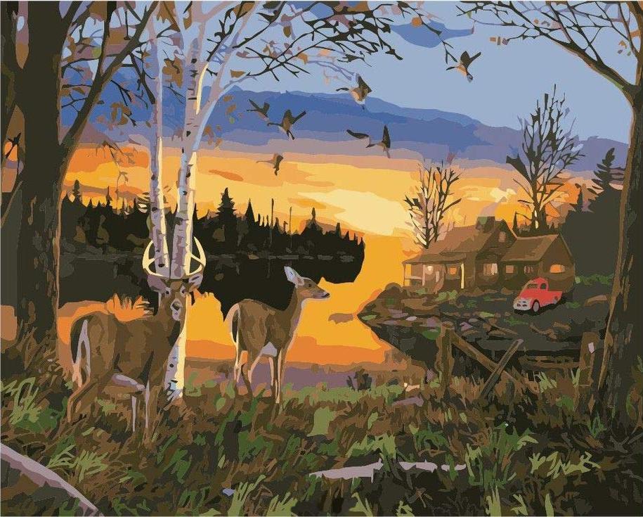 «Косули у водопоя» «Косули у водопоя»Цветной (Premium)<br><br><br>Артикул: MG3239_Z<br>Основа: Холст<br>Сложность: сложные<br>Размер: 40x50 см<br>Количество цветов: 25<br>Техника рисования: Без смешивания красок