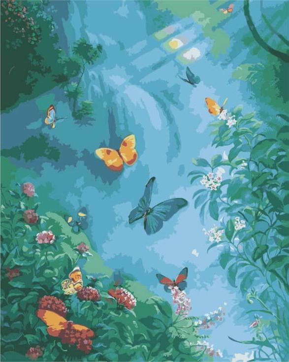 «Бабочки в тумане» «Бабочки в тумане»Цветной (Premium)<br><br><br>Артикул: MG3248_Z<br>Основа: Холст<br>Сложность: сложные<br>Размер: 40x50 см<br>Количество цветов: 25<br>Техника рисования: Без смешивания красок