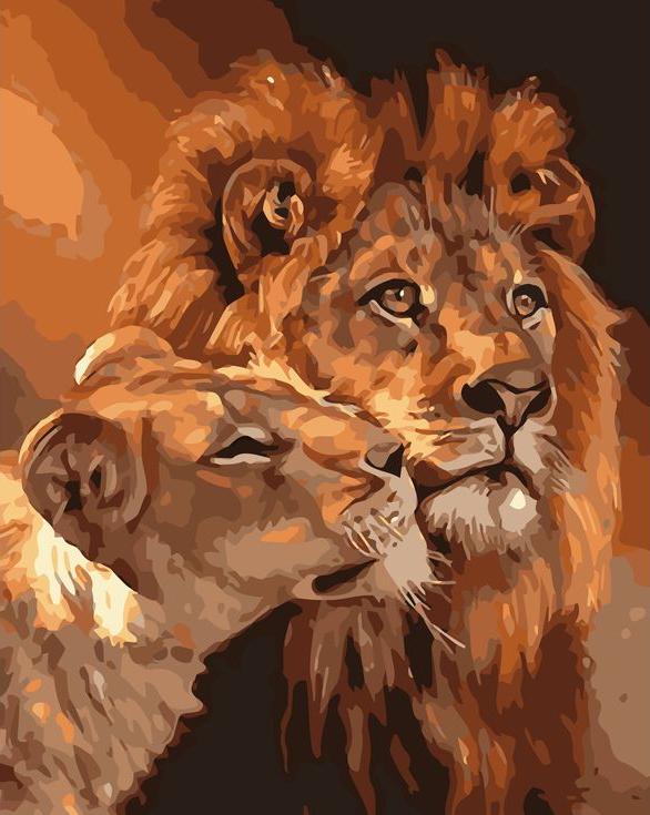 «Львиная любовь» «Львиная любовь»Раскраски по номерам Menglei (Standart)<br><br><br>Артикул: MG6235_S<br>Основа: Холст<br>Сложность: сложные<br>Размер: 40x50 см<br>Количество цветов: 21<br>Техника рисования: Без смешивания красок