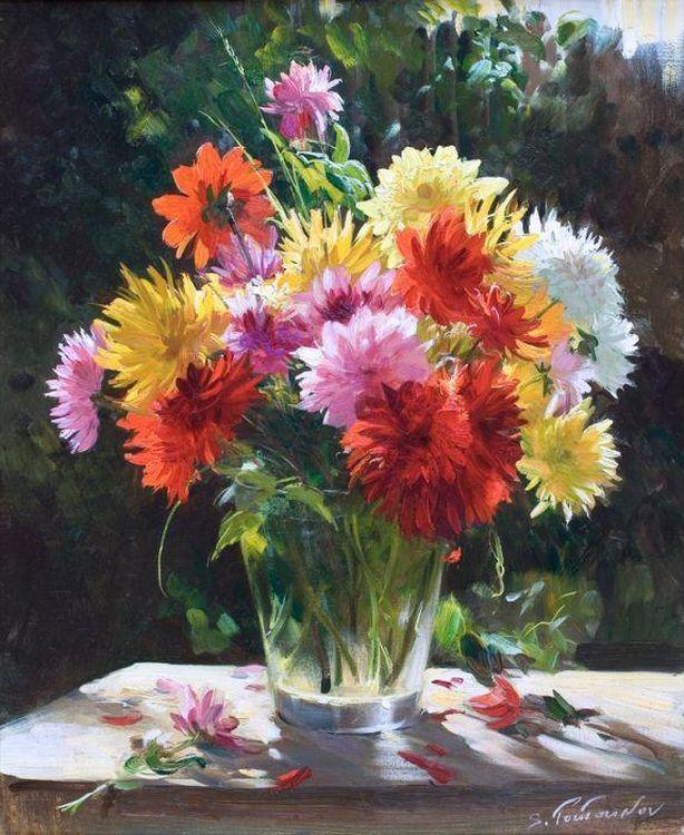 «Осенние цветы» Сергея Тутунова «Осенние цветы» Сергея ТутуноваPaintboy (Premium)<br><br><br>Артикул: GX4146<br>Основа: Холст<br>Сложность: сложные<br>Размер: 40x50 см<br>Количество цветов: 24<br>Техника рисования: Без смешивания красок