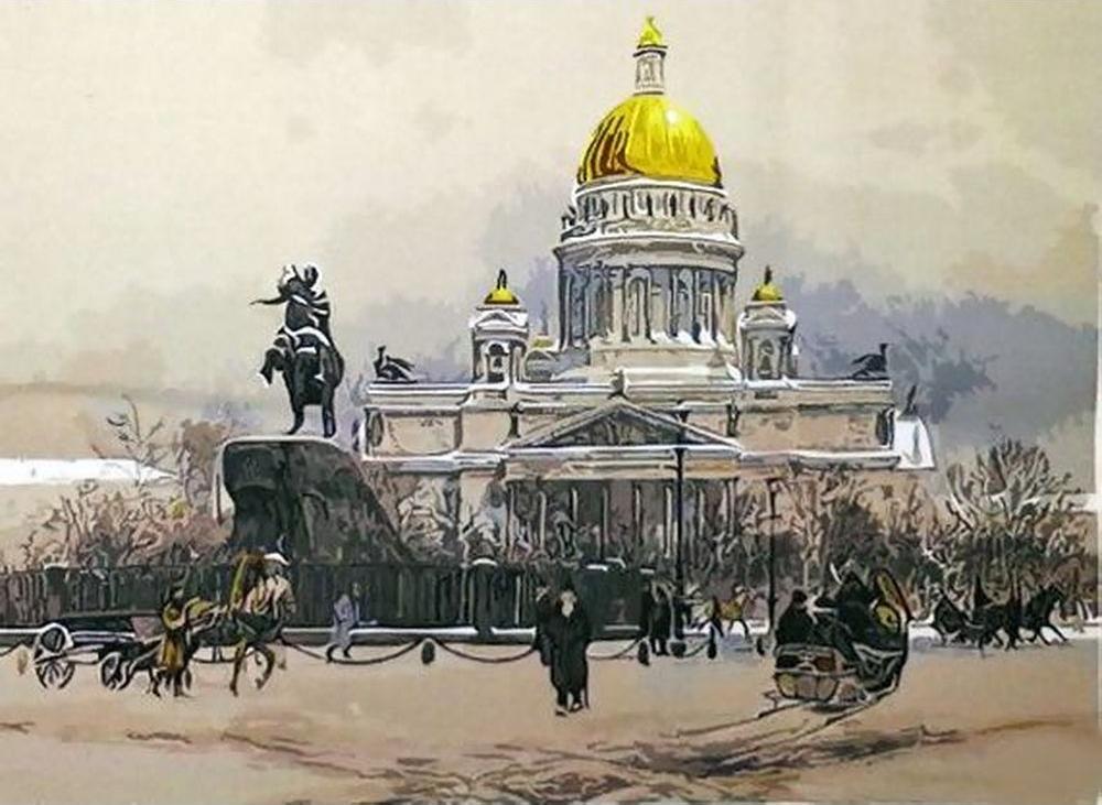 «Исаакиевский собор» «Исаакиевский собор»Paintboy (Premium)<br><br><br>Артикул: GX9830<br>Основа: Холст<br>Сложность: сложные<br>Размер: 40x50 см<br>Количество цветов: 19<br>Техника рисования: Без смешивания красок