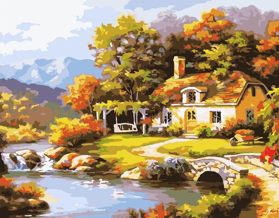 «Уютный домик» Сен Кима «Уютный домик» Сен КимаPaintboy (Premium)<br><br><br>Артикул: GX6263<br>Основа: Холст<br>Сложность: средние<br>Размер: 40x50 см<br>Количество цветов: 24<br>Техника рисования: Без смешивания красок