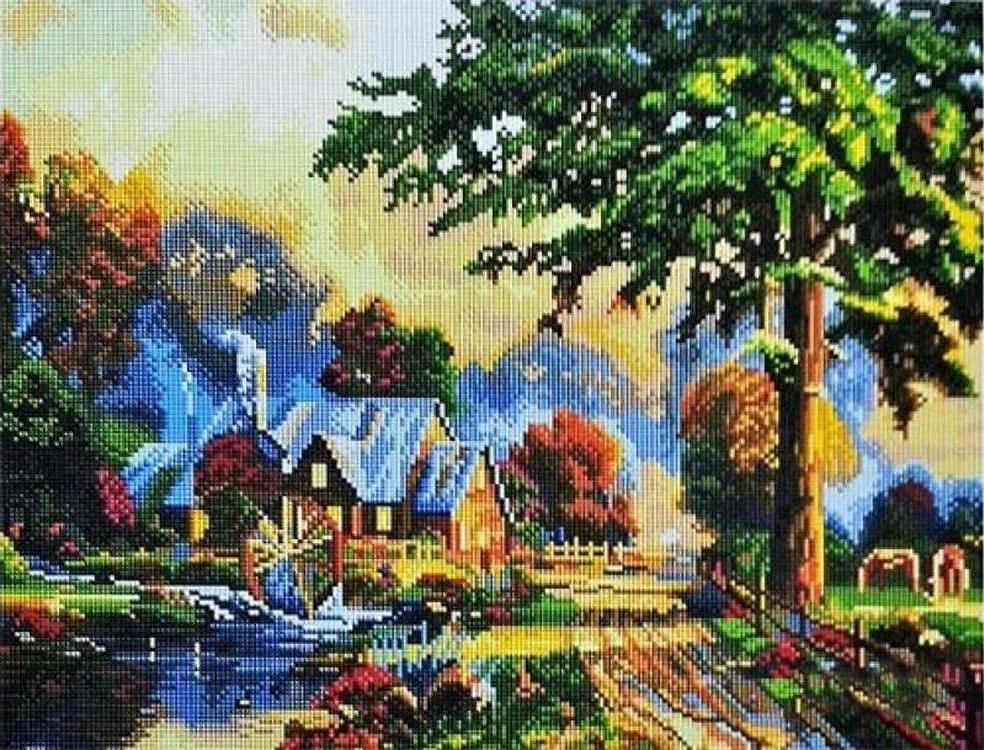 Алмазная вышивка «Водяная мельница» Алмазная вышивка «Водяная мельница»Алмазная вышивка Painting Diamond<br><br><br>Артикул: GF0756<br>Основа: Холст на подрамнике<br>Сложность: сложные<br>Размер: 40x50 см<br>Выкладка: Полная<br>Количество цветов: 30-40