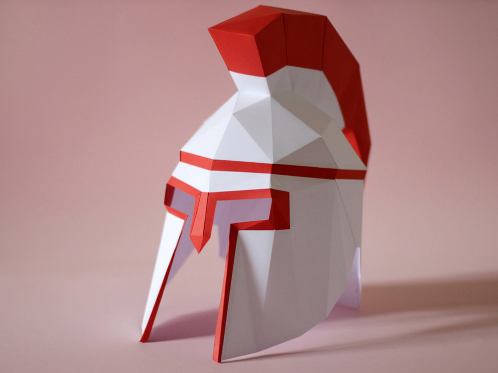 

Бумажная модель для склеивания шлем Гладиатора, Белый+красный
