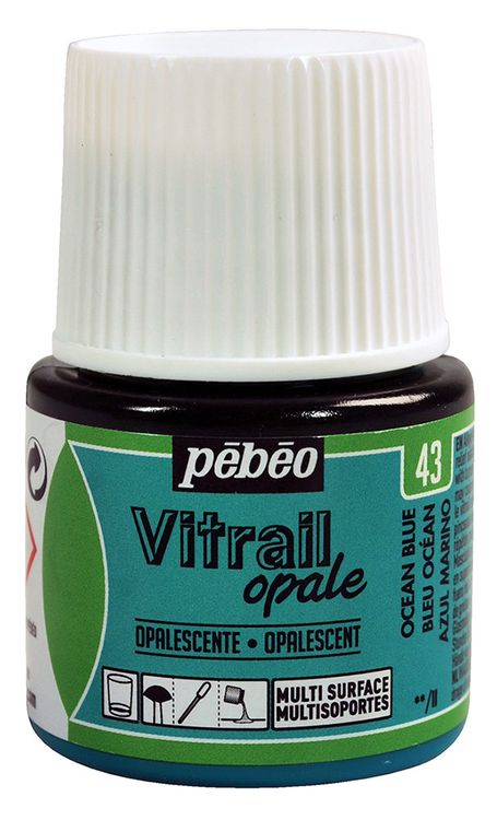 Краска для стекла и металла лаковая полупрозрачная Vitrail opale, Синий океан фото