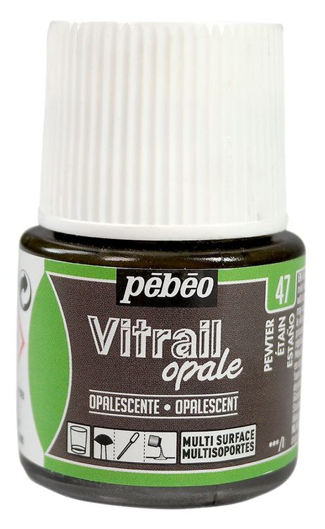 Краска для стекла и металла лаковая полупрозрачная Vitrail opale, Олово фото