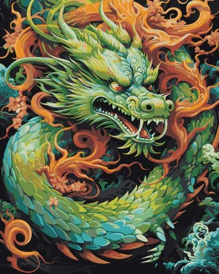 Картина по номерам «Китайский зеленый дракон 2»