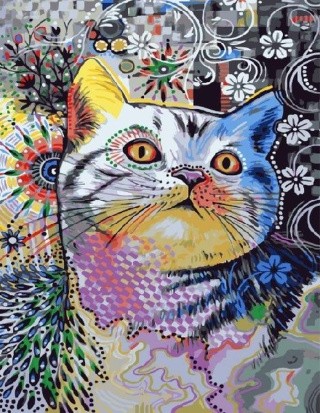 Картина по номерам по дереву RADUGA «Цветочный кот»