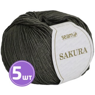 Пряжа SEAM SAKURA (Сакура) (1037), олива, 5 шт. по 50 г