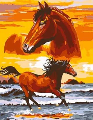 Картина по номерам «Лошади»