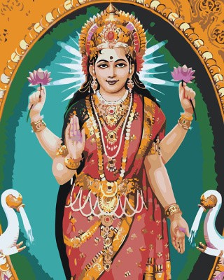 Картина по номерам «Религия индуизм, Индия: богиня Лакшми»