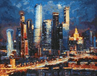 Картина по номерам «Вечерние огни Москва Сити»