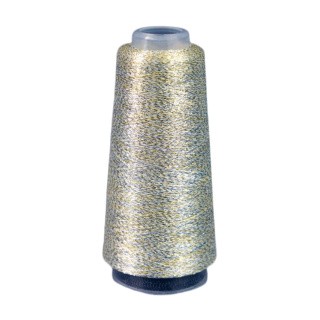 Пряжа бобинная OnlyWe Alluring shine (Аллюринг шайн) (L75), серебристый с золотым и серебристым люрексом, 1 шт., 50 г