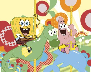 Картина по номерам «Губка Спанч Боб и Патрик на карусели»