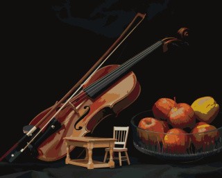 Картина по номерам «Скрипка и яблоки»