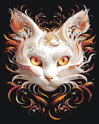 Картина по номерам «Белый огненный кот»