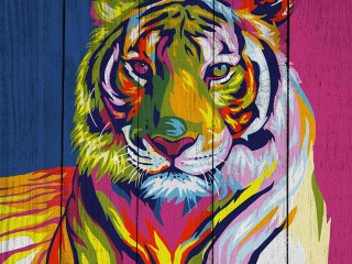 Картина по номерам по дереву Dali «Тигр поп-арт»