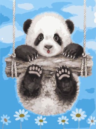Картина по номерам «Панда на качелях»