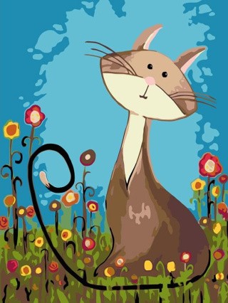 Картина по номерам «Котик на лужайке»