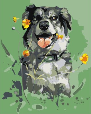 Картина по номерам «Пёс на лугу»