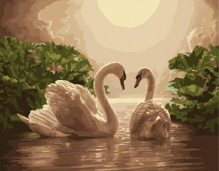 Картина по номерам «Лебеди в закате»