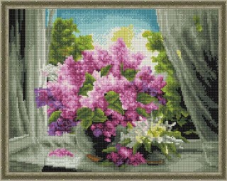 Алмазная вышивка «Цветы на окне»