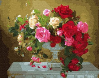 Картина по номерам «Розы в белом кубке»