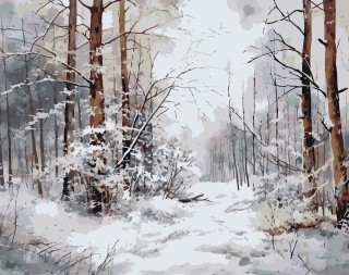 Картина по номерам «Зима: Пейзаж с заснеженным лесом»
