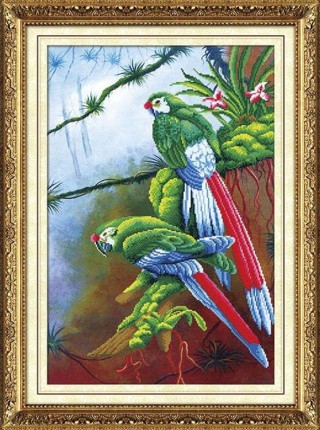 Алмазная вышивка «Тропические попугаи»