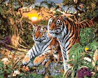 Картина по номерам «Семейство тигров»
