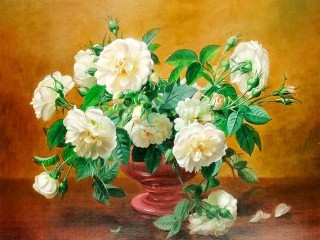 Рисунок на канве «Белые розы»