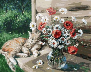 Картина по номерам «Дачная жизнь кота Василия»