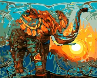 Картина по номерам «Слон на закате»